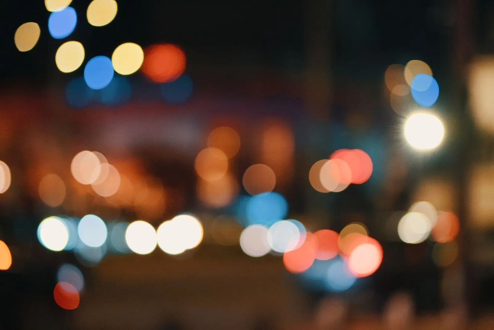 Blurred city lights at night