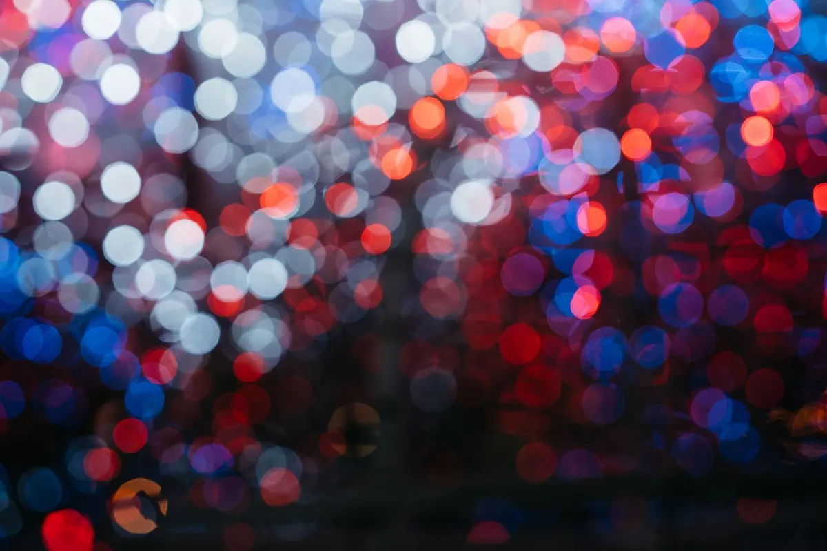 Blurred red and blue lights