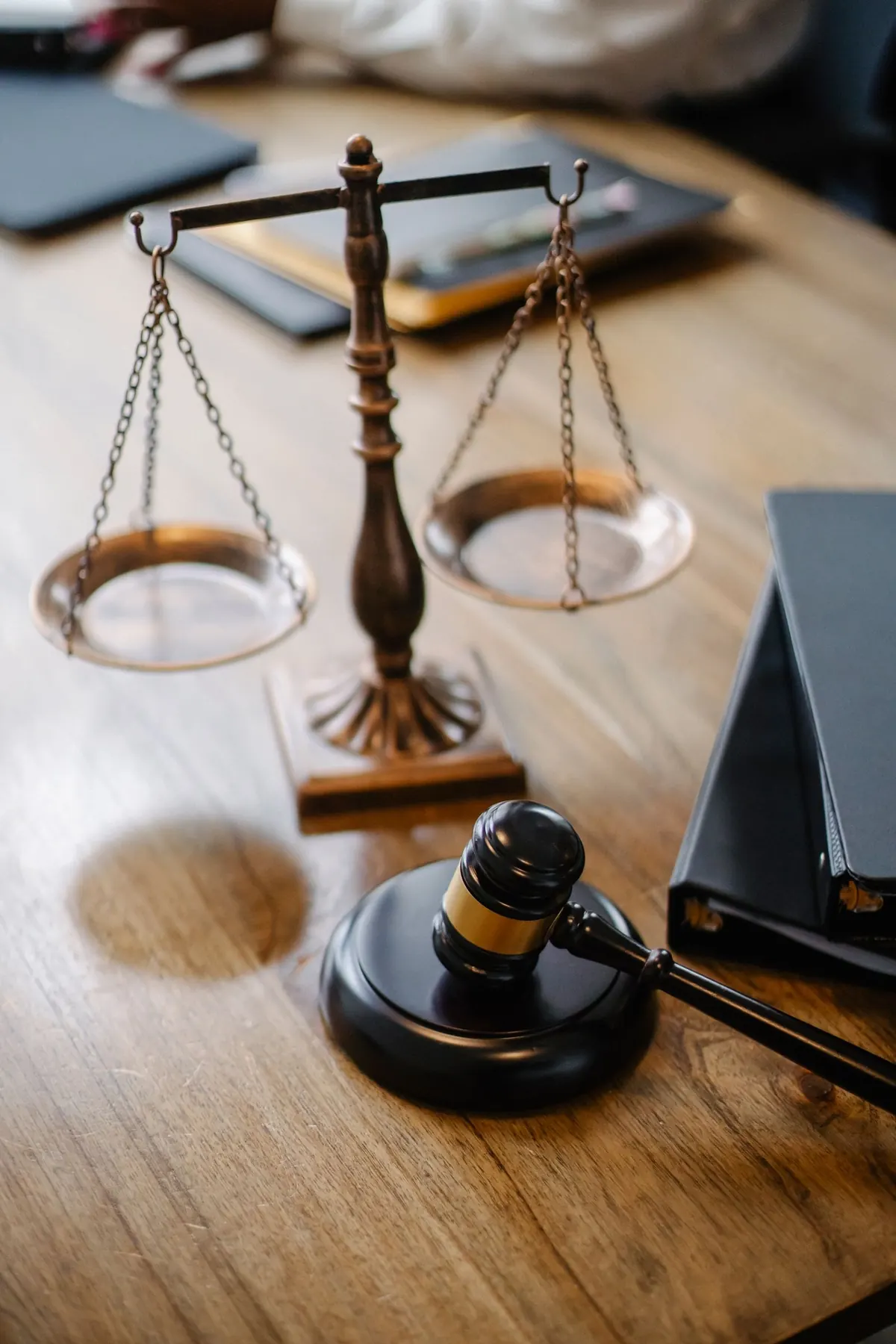 Scales and a gavel on a desk
