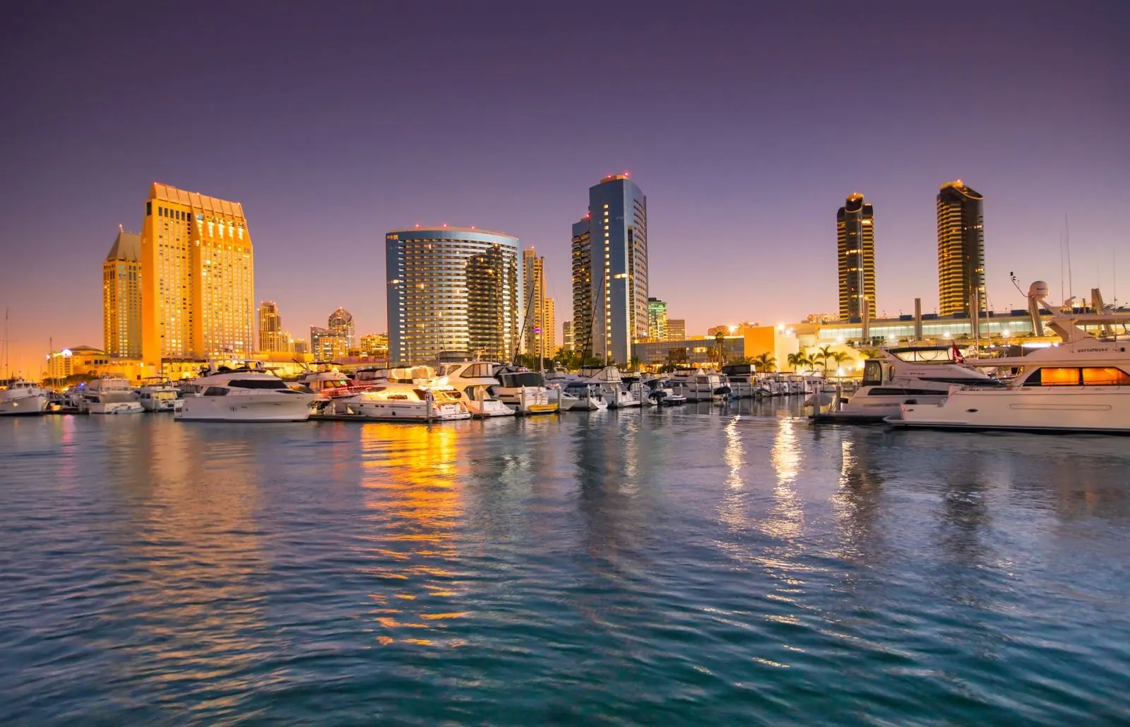 San Diego harbor at dusk